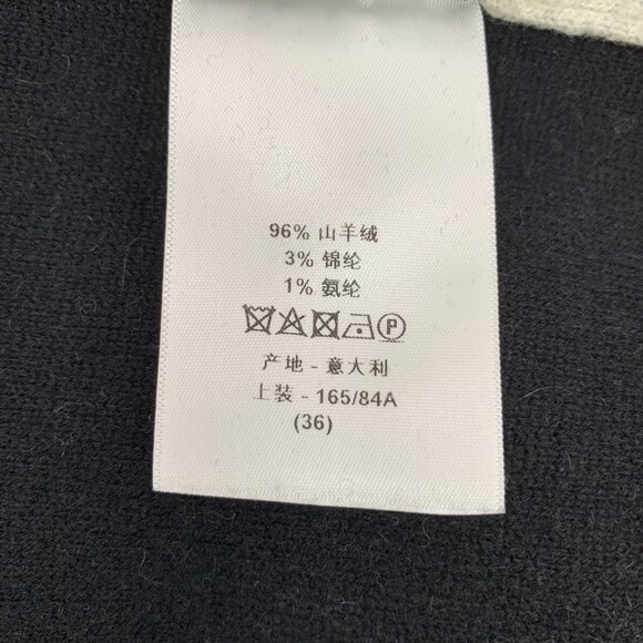 CHRISTIAN DIOR CASHMERE CARDIGAN SWEATER WITH STRIPED TRIM SIZE 36/XS LIGHT GREY - Picture 4 of 8